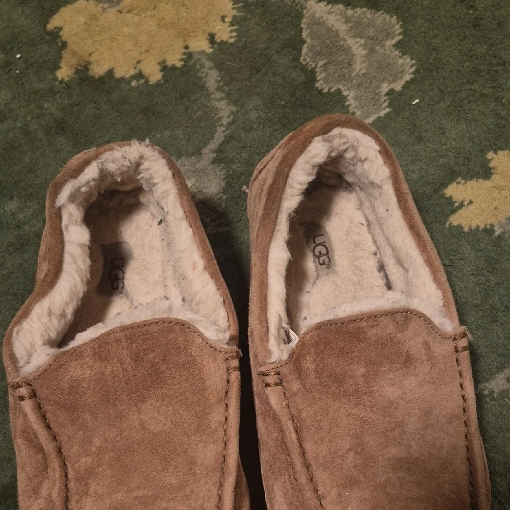 UGG Tan Suede Slippers with Plush Lining